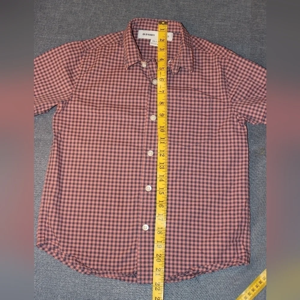 OLD Navy Button Down Boys Plaid and Solid Pink Color Shirts